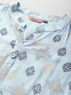 Light-Blue Printed Rayon P y-Wear-Kurtis 4