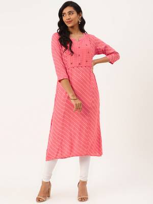 Pink printed cotton party-wear-kurtis 1