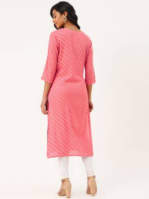 Pink printed cotton party-wear-kurtis 2
