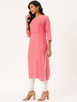 Pink printed cotton party-wear-kurtis 3
