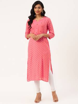Pink printed cotton party-wear-kurtis 4