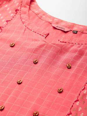Pink printed cotton party-wear-kurtis 5