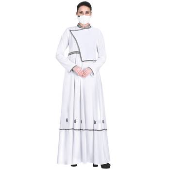 Mushkiya-Embroidered-Modest Dress In White Color With Black Embroidery. 1