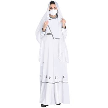 Mushkiya-Embroidered-Modest Dress In White Color With Black Embroidery. 5