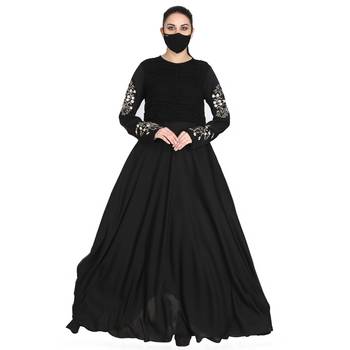 Mushkiya-Designer Dress In Abaya Fit With Embroidery. 5