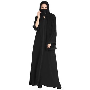 Mushkiya-Front Open Abaya Made In Korean Nida With Lacework. 6