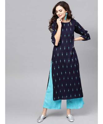 Women Printed Rayon Straight Kurta palazzo set 1