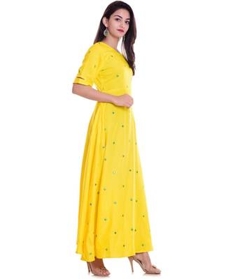 Women Embroidered mirrior work full length kurti 2