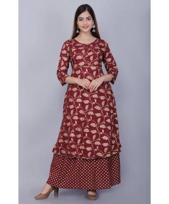 Printed  kurta with skirt and duptta 4