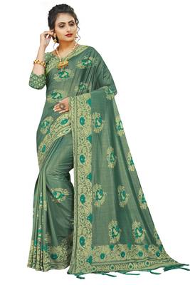 Women  Rich Terry Jequard Cloth Saree With Blouse 1