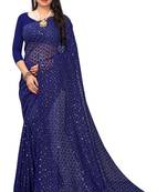 Self Design Brasso Lycra Blend Embroidered Saree with blouse