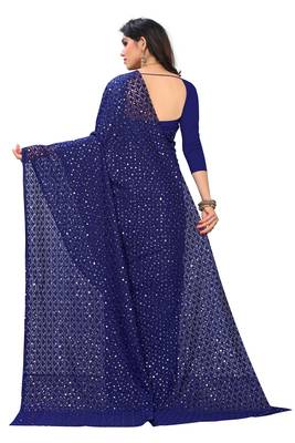 Self Design Brasso Lycra Blend Embroidered Saree with blouse 2