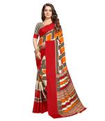 Traditional paisley printed crepe material saree with ethnic prints
