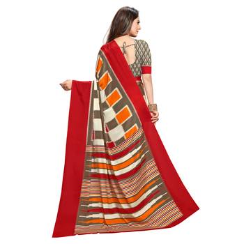 Traditional paisley printed crepe material saree with ethnic prints 3