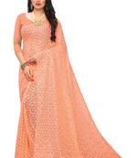 Self Design Brasso Lycra Blend Embroidered Saree with blouse