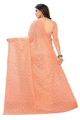 Self Design Brasso Lycra Blend Embroidered Saree with blouse 2