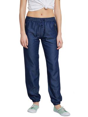 Navy-blue plain denim trousers 1
