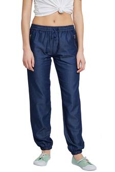 Navy-blue plain denim trousers