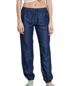 Navy-blue plain denim trousers