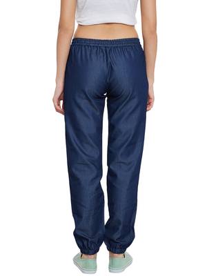 Navy-blue plain denim trousers 2