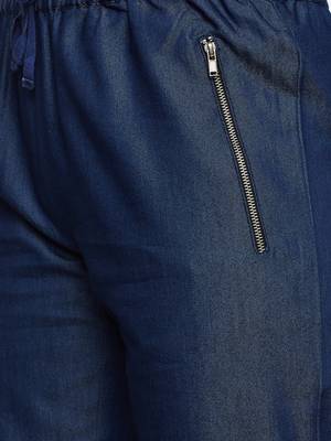 Navy-blue plain denim trousers 5