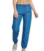 Blue plain denim trousers
