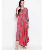 Span Deep Pink Printed Asymmetric Kurta