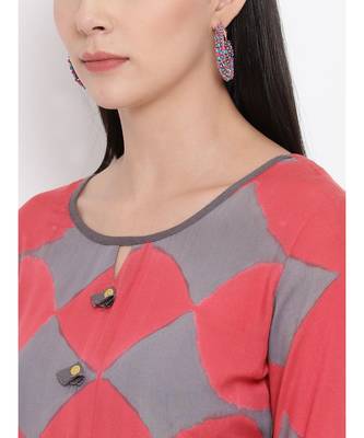 Span Deep Pink Printed Asymmetric Kurta 6