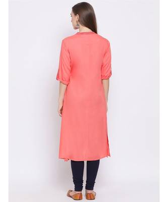 Span Coral Solid A-line Kurta 2