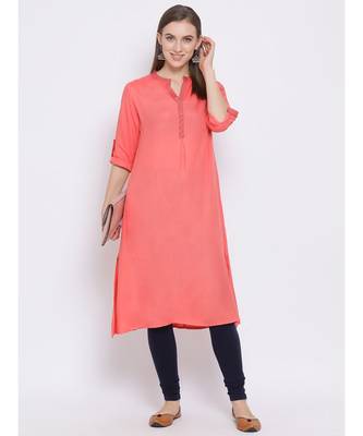 Span Coral Solid A-line Kurta 3