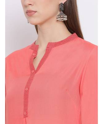Span Coral Solid A-line Kurta 4