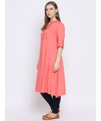 Span Coral Solid A-line Kurta 5
