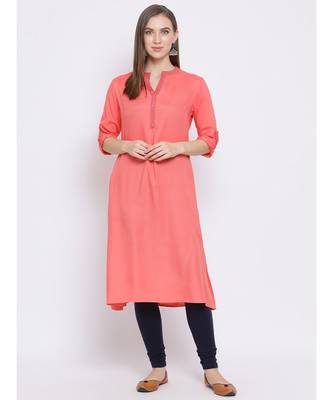 Span Coral Solid A-line Kurta 6