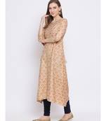 Span Beige Embroidered A-line Kurta