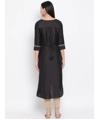 Span Grey Embroidered A-line Kurta 4