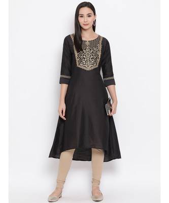 Span Grey Embroidered A-line Kurta 5