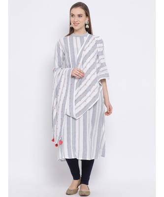 Span White Printed A-line Kurta 1