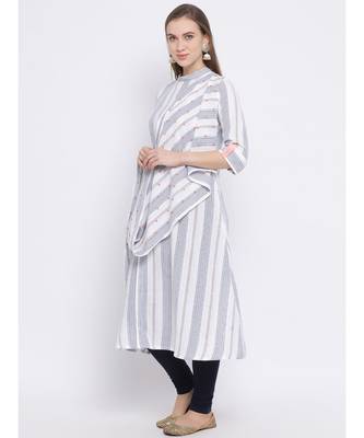 Span White Printed A-line Kurta 2