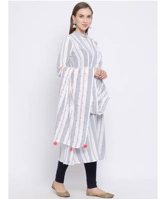 Span White Printed A-line Kurta 3