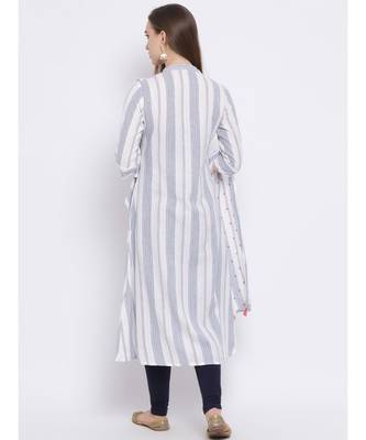 Span White Printed A-line Kurta 4