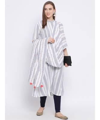 Span White Printed A-line Kurta 5