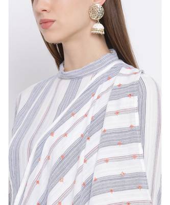 Span White Printed A-line Kurta 6