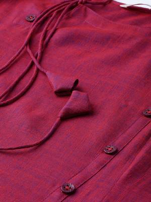 Maroon printed rayon A-Line Kurta For Women  5