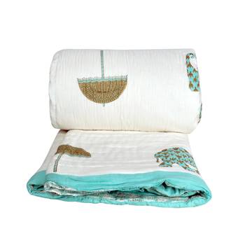 100% Cotton Jaipuri Blanket Double Size Multi color Razai Quilts  2