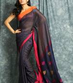 Indigo woven bengal handloom saree with blouse