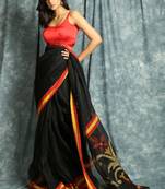 Black woven linen saree with blouse