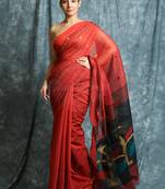 Red woven bengal handloom saree with blouse