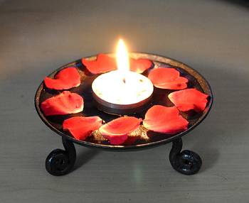 Home Decorative Table Top Living Room Bedroom Decor Tea Light Candle Holder Wrought Iran 2X4.5 Inch (Candle Included) 4