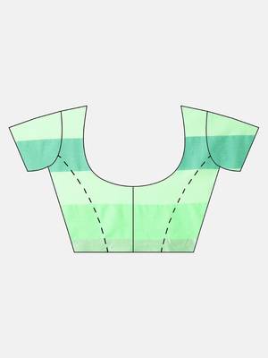 Green woven blended cotton saree with blouse 5