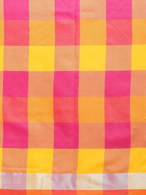 Yellow woven blended cotton saree with blouse 4
